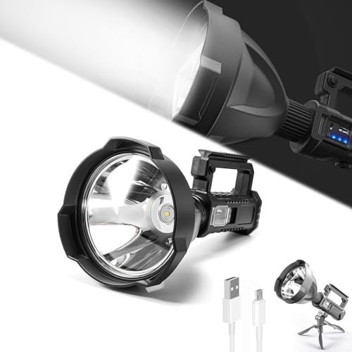 Ultra Bright Rechargeable Spotlight Flashlight 200000 Lumens Waterproof 4 Modes Perfect for Emergencies Camping Hiking Portable Handheld Flashlight