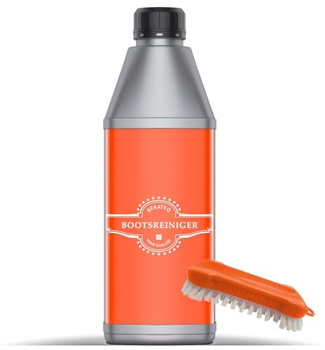 BEKATEQ Bootsreiniger Set Konzentrat + Bürste Yachtreiniger - Reiniger & Entferner von Öl, Fett, Ruß, Teer auf Holz, GFK, Farbanstriche, Metall - Schiffsrumpfreiniger, Schiffsreiniger BE-716 (1l)