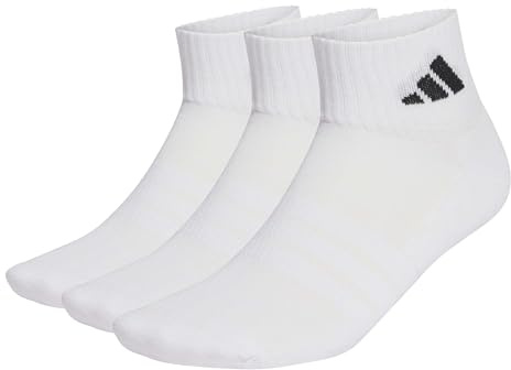 adidas Unisex Cushioned Sportswear Ankle Socks 3 Pair Pack, white/white/black, 4.5-6