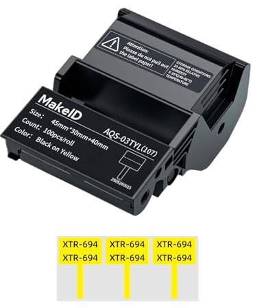 MakeID EP53 Flag Labels, T-Flag Pre-Sized Label Tape with Ribbon Cartridge for Indoor/Outdoor Wire and Cable, DatoCom Labeling - for EP53 Portable Industrial Label Maker