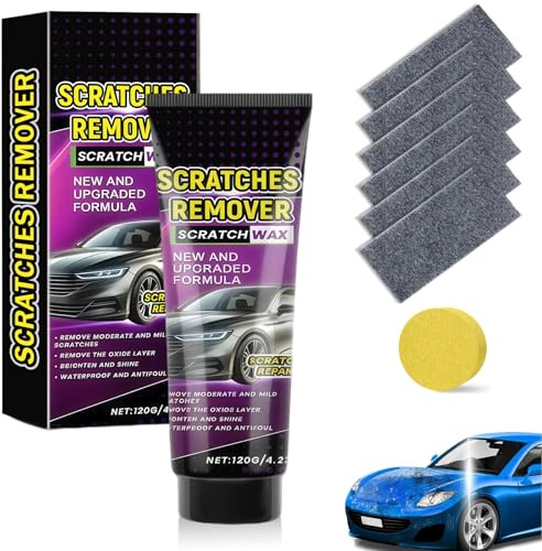 Kit Réparation Rayures Voiture 120g,Contenant un Tissu Nano x6 et Une Boule éponge, Polish Efface Rayures Carrosserie,Adapté à La Pâte à Polir sur Diverses Surfaces,Violet