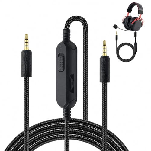 Amztour Câble de Remplacement pour Casque Compatible avec Logitech G Pro G PRO X G233 G433 3.5mm Câble d'extension Audio pour Casque de jeu Contrôle du Volume avec Microphone 2M(Noir)