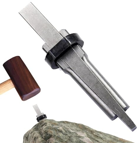 Rock Wedge - Divisor de cuña de metal de hierro de 105 x 18 mm, herramienta de separación de piedra de alta tenacidad tratada térmicamente, diseño de resorte de duradero | Boulder de granito de