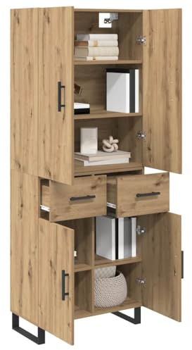 vidaXL Haut Armoire 2 pcs Chêne Artisanal 69,5 x 34 x 180 cm, Buffet Moderne à l'élégance, Rangement Pratique, Meuble de Salle à Manger stylé, Grand Espace