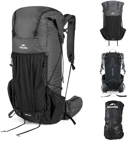 Naturehike Rock 2.0 uppgraderad 30/45/60 l ryggsäck inre ram vandringsryggsäck män kvinnor med regnskydd trekkingryggsäckar för utomhus camping resor backpacking, svart, 30l/M
