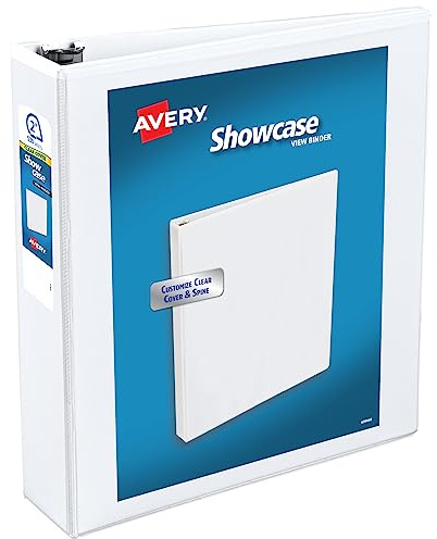 Avery Economy Showcase View 3 Ring Binder, 2 Inch Slant Rings, 1 White Binder (19701)