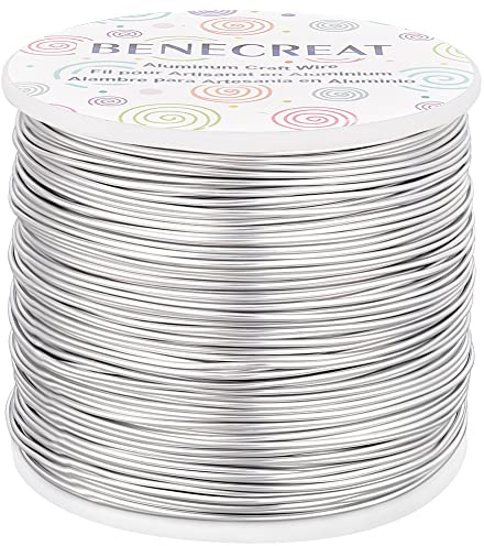 BENECREAT 150m Filo di Alluminio Anodizzato Che Fa Bordare Fili di Alluminio per Mestiere Design Gioiello(1mm- Argento)