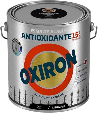 OXIRON Esmalte antioxidante al agua Liso Mate Negro 2,5L