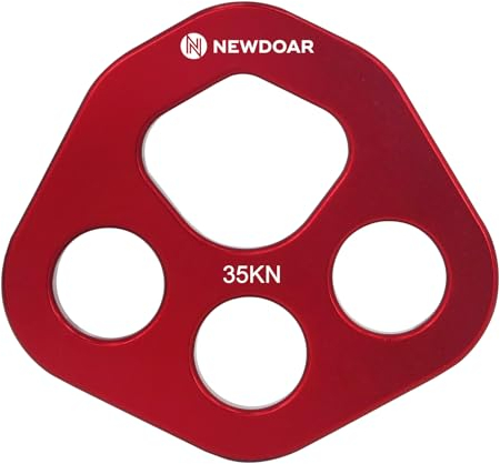 NewDoar Plaque de descente pour escalade, 35/40 KN, plaque de rigging Bear Paw Rigging, 4/8 trous, équipement d'escalade, alliage d'aluminium (4 trous/35 KN, rouge)