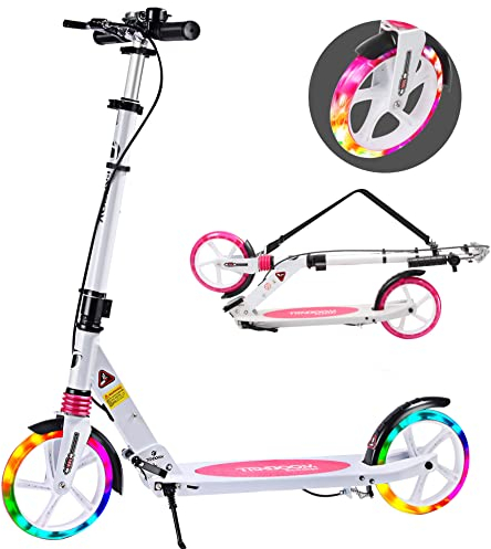 TENBOOM Roller Erwachense,klappbar Roller Cityroller Höhenverstellbar für Kinder 10 Jahre,Roller 2 Rädern Tretroller Kickscooter mit handbremse und Glocke
