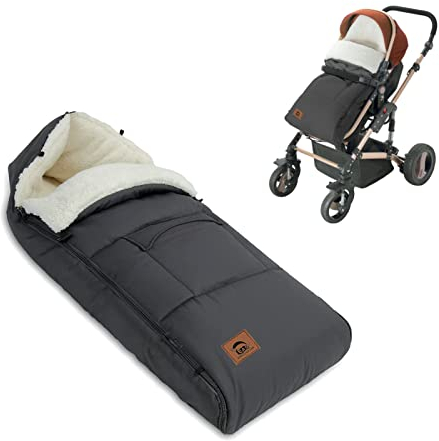 EAQ Kinderwagen Fußsack Winter, Fußsack für Kinderwagen Buggy,Baby Fußsack Schlafsack,Babyfußsack für Babyschale, passend für alle Kinderwagen(dunkelgrau)