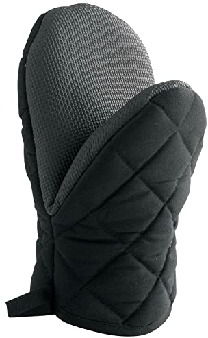 MACOSA U1790302 Backhandschuh Neopren schwarz gesteppt rutschfest hitzebeständig Backofenhandschuh Küchenhelfer Topfhalter Küchenutensil Handschuh