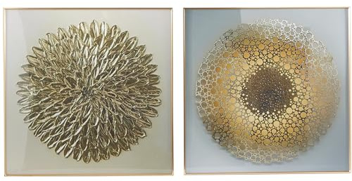 CosmoLiving by Cosmopolitan Porcelain Ceramic Starburst Scales Framed Wall Art with Gold Aluminum Frame, Set of 2 32 W, 32 H, Gold