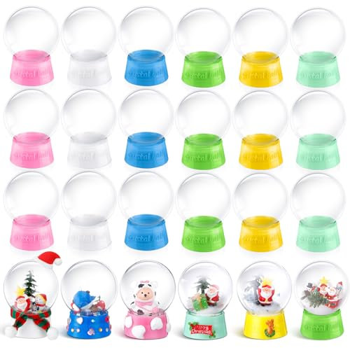 Mifoci 24 Pcs 4 Inch Empty Snow Globe Clear Fillable Water Globe with Screw Off Cap Empty Valentines Day Plastic Snow Case for DIY Crafts Home Decoration Display Plant