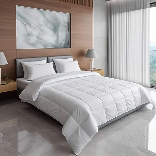 CosìCasa Piumino Una Piazza E Mezza Invernale in Piuma d'Oca 320 gr/mq | Il Piumone Una Piazza E Mezza in 100% Cotone Satin, Traspirante, Morbido e Extra Caldo con 5 Punti Calore [200X200]