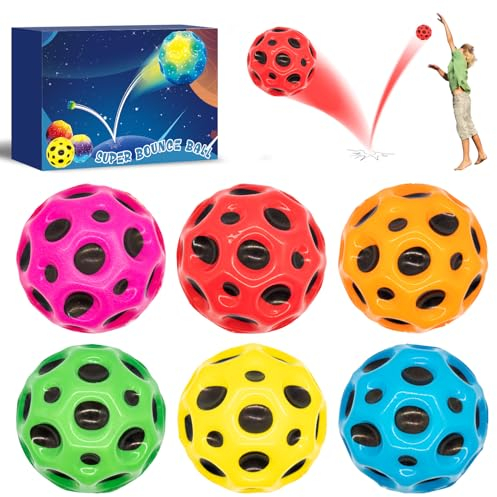 AIHAOYU 6 Stück Jump Ball - Mini Farbiger Jump Ball Hohe Bounce Loch Ball Toy, Hohe Springender Gummiball, Super High Bouncing Space Ball, Planeten Hüpfbälle für Outdoor & Indoor