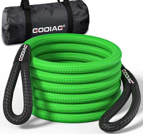 GODIAG 1×30ft kinetic Recovery Rope Recovery Tow Strap (46500lbs) Heavy Duty Energy Rope 30% Elasticity Off-Road Power Strap for Truck Jeep Car ATV UTV Tractor