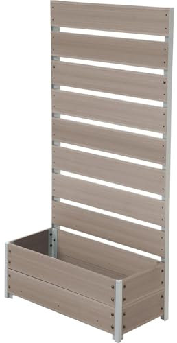 dobar® XXL-Pflanzkübel aus WPC mit hohem Rankgitter-Sichtschutz - Großer Pflanzkasten ideal für Balkone und Terrassen - 72 x 33 x 137 cm - Silbergrau, Grau