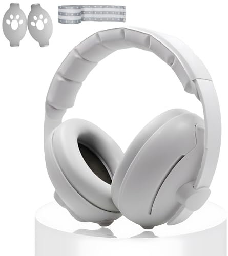 LQYACY Kinder Gehörschutz Noise Cancelling Kopfhörer Autismus Ohrenschützer für Babys 0-36 Monate Schlaf Musik Party Feuerwerk, grau, One size