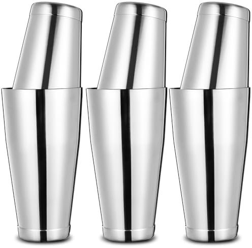 Etens Bulk Commercial Cocktail Shakers 6pc Set, Professional Boston Shakers, Weighted Cocktail Shaker Tins for Bartending - Stainless Steel Bar Shaker Set for Restaurants & Bars - Silver