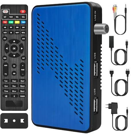 Récepteur Satellite DVB-S2 HD 521 FTA Digital Sat Récepteur TV Full HD HDMI SCART 2 x USB Lecteur multimédia 12 V