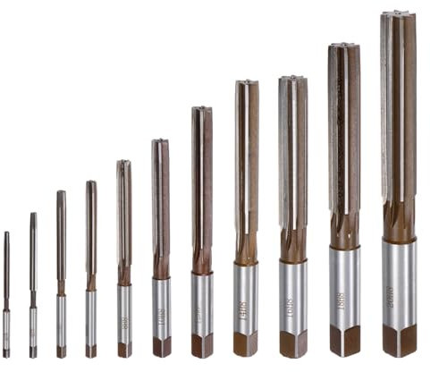 sourcing map 11pcs Hand Reamers Set 3mm 4mm 5mm 6mm 8mm 10mm 12mm 14mm 16mm 18mm 20mm H8 Metric Alloy Steel Reamer Bit Straight Flutes Steel Cutting Tool for Metal Wood Hole Reaming