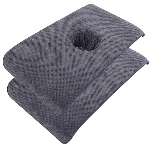 Kalastussaari Massagebordsskydd 2 st mjukt massagestängskydd med ansiktshål 40 x 80 cm återanvändbart spa skönhet sängöverdrag handduk med ansiktshål massage sänglakan för hudvård, grå,