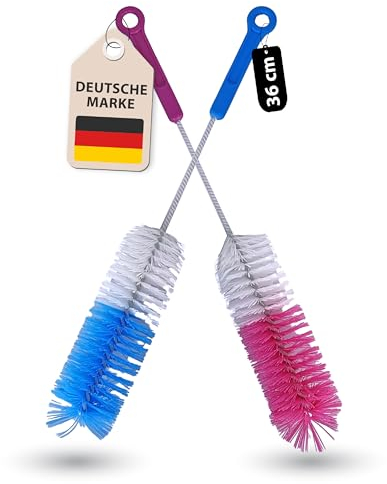 HEDBAA 2er Set Spülbürste, Flaschenbürste mit optimaler Länge von 36x5cm, Ideal als Haushaltsbürste, Küchenbürste, Glasbürste, Tassenbürste, Handbürste und für Babyflasche