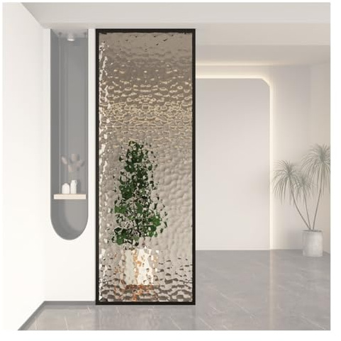 Divisor de habitación de cristal templado, puerta de ducha translúcida para duchas a ras de suelo, elegante diseño negro, 60 x 100 cm, ideal para hoteles y oficinas