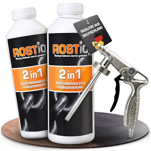 ROSTIO Hålrumspistol UBS-pistol plus 2 liter ROSTIO 2-i-1 rostomvandlare/konservering hålighetsvax | hålighetsbevarande
