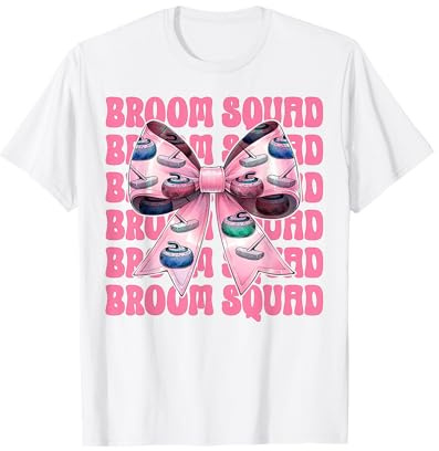Escoba Escuadrón Curling Stone Jugador Chica Mamá Coqueta Arco Camiseta
