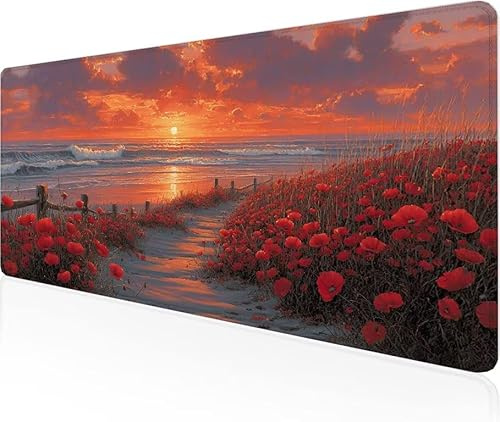 Musmatta orange färg spelmusmatta solnedgång stor skrivbordsmatta 1 500 x 800 x 3 mm, arbete från hem väsentligheter halkfri gummibas specialstruktur vattentålig yta slitstark för bärbar dator Y1-685