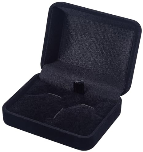 Beebeecraft Caja para Guardar Gemelos Y Pasadores de Corbata Gemelos Portátiles Clásicos de Terciopelo Vegetal Color Negro Oscuro con 3 Ranura Caja de Regalo Estuche de Exhibición de Joyas para