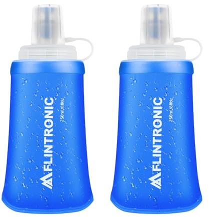 flintronic 2 st mjuk flaska TPU, 250 ml hopfällbar vattenflaska, lätt mjuk vattenflaska för unisex vätska, BPA-fri, läckagesäker vikbar vattenflaska för löpning, cykling, klättring