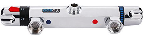 Grifo ducha Termostatico, Grifo Termostático de Ducha Cromado de 38 ℃, Control de Temperatura Constante para Baño, Salida de válvula G 1/2