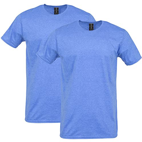 Gildan Adult Softstyle Cotton T-Shirt, Style G64000, Multipack, Heather Royal (2-Pack), X-Large
