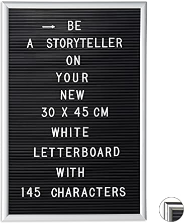 Relaxdays 1 x Letterboard, 145 Buchstaben, Zahlen, Sonderzeichen, 45x30 cm, Buchstabentafel zum Stecken, Kunststoff, weiß