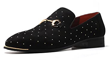 LCQL Mens Modern Oxford Leather Business Dress Oxfords Shoes Brogue Design Slip On Size 12 Black