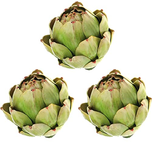Meiwlong 3 Stück große grüne fauxe Artischocke gefälschte Artischocke Dekor künstliches Gemüse und gefälschte Früchte realistische Artischocke Schale Füller für Heimküche Tisch Party Dekorationen