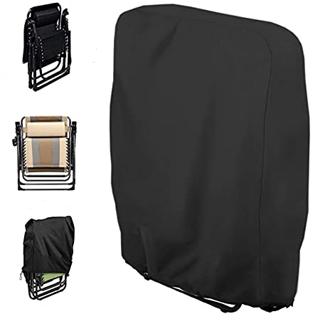 Herbests Sonnenklappstühle Staubschutzhülle Faltbare Sonnenliege Relaxliegenhaub wasserdichte Anti-UV Winddicht Liegestuhl Schutzhülle Abdeckung Mit Aufbewahrungstasche Schwarz 110 x 71 x 20 cm