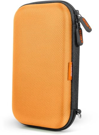 Orange Shockproof Hard EVA Carrying Case Travel Pouch for External Hard Drive, Power Bank, Cell Phone, Cable, Cord - Portable Small Electronic Accessories Organizer Storage Zipper Pouch