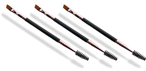 Existing Beauty Henna Eyebrow Brush - Dual Sided Brow Brush with Spoolie - 3 Count (Pack of 1) - Black