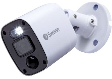 Swann Add-On DVR Flashing Light Bullet Cam with Sensor Spotlight, 1080P Video, Indoor or Outdoor Design, Dusk to Dawn Color Night Vision Plus True Detect Heat, Motion Detection, and One Way Audio