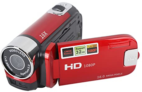 Caméra Vidéo Caméscope, 16x 1080P 30FPS Vlogging Camera Recorder avec écran Rotatif TFT 2,7 Pouces, Lumière D'appoint, Haut-Parleur intégré, Prise en 32 Go, pour Mariage de