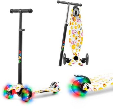 Trottinette 3 Roues ATAA Flash - Jaune- Trottinette pour Enfants avec Roues limineuses,Guidon réglable en Hauteur de 3 à 9 Ans