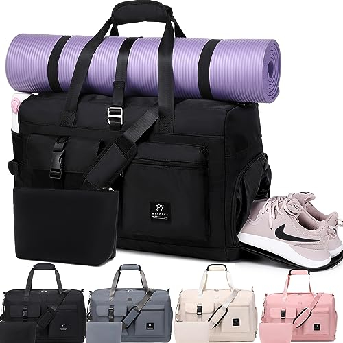 Sporttasche Damen Reisetasche Weekender Bag - Myhozee Handgepäck Tasche Gym Duffel Bag mit Kulturtasche, Schuhfach & Nassfach, Schwimmtasche Yogatasche Kliniktasche für Reise Fitness Yoga