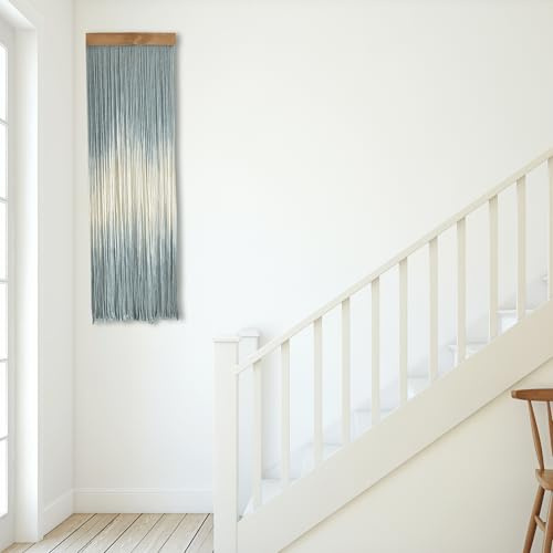 Knots & Beyond Blue Macrame Wall Hanging, Beachy Macrame, Colored Macrame, Dip Dye Fiber Art, Modern Yarn Tapestry, Boho Wall Decor for Above Couch or Headboard, Office Wall Art, 12 x 37.5
