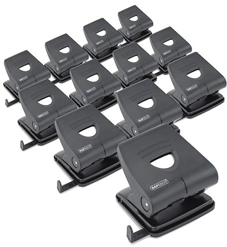 Rapesco PF827PB2T Business Pack: 827-P 2-Fach Locher, 30 Blatt Kapazität, Schwarz, 12 Pack