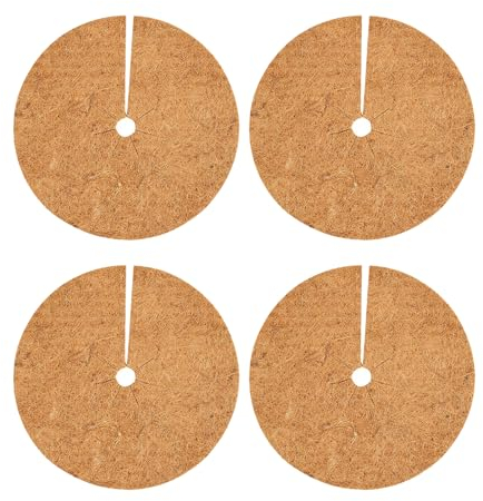 4 Stück Kokos Mulchscheibe,Ø40cm Kokosscheibe für Pflanzen, Kokosmatte Winterschutz Rund,Kokos Pflanzenschutz,Kübelabdeckung Frostschutz,Kübelabdeckung Frostschutz Kälteschutz für Pflanzen