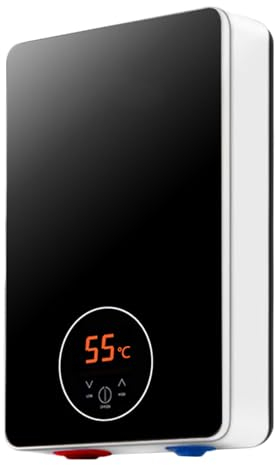 Billg Calentador de Agua Electrico, 6000W Calentador de Agua Electrico Instantaneo Pantalla Digital Termo Electrico 30-55°C Calentador Agua Instantaneo con Cabezal de Ducha